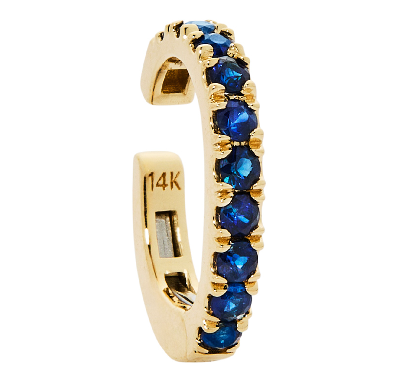 14K BLUE SAPPHIRE EAR CUFF, 0.40-.45 CTW, ANY GOLD COLOR