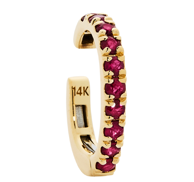 14K RUBY EAR CUFF, 0.40-.45 CTW, ANY GOLD COLOR