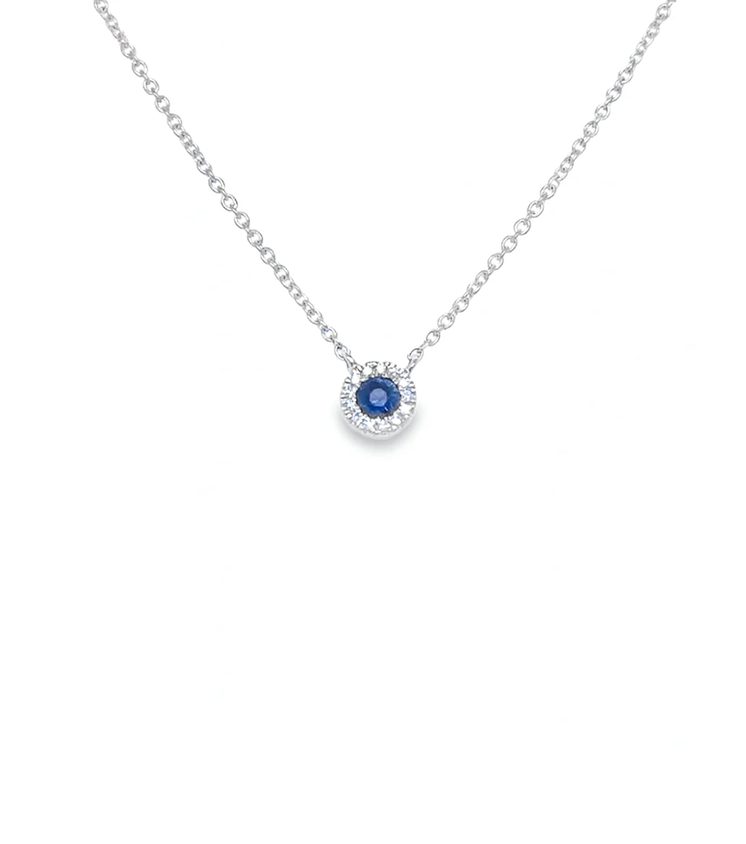 14K GOLD BLUE SAPPHIRE AND DIAMONDS NECKLACE