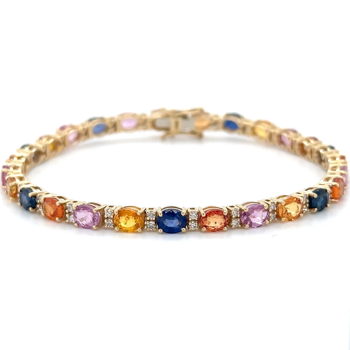 14KT YELLOW GOLD MULTI SAPPHIRE AND DIAMONDS BRACELET