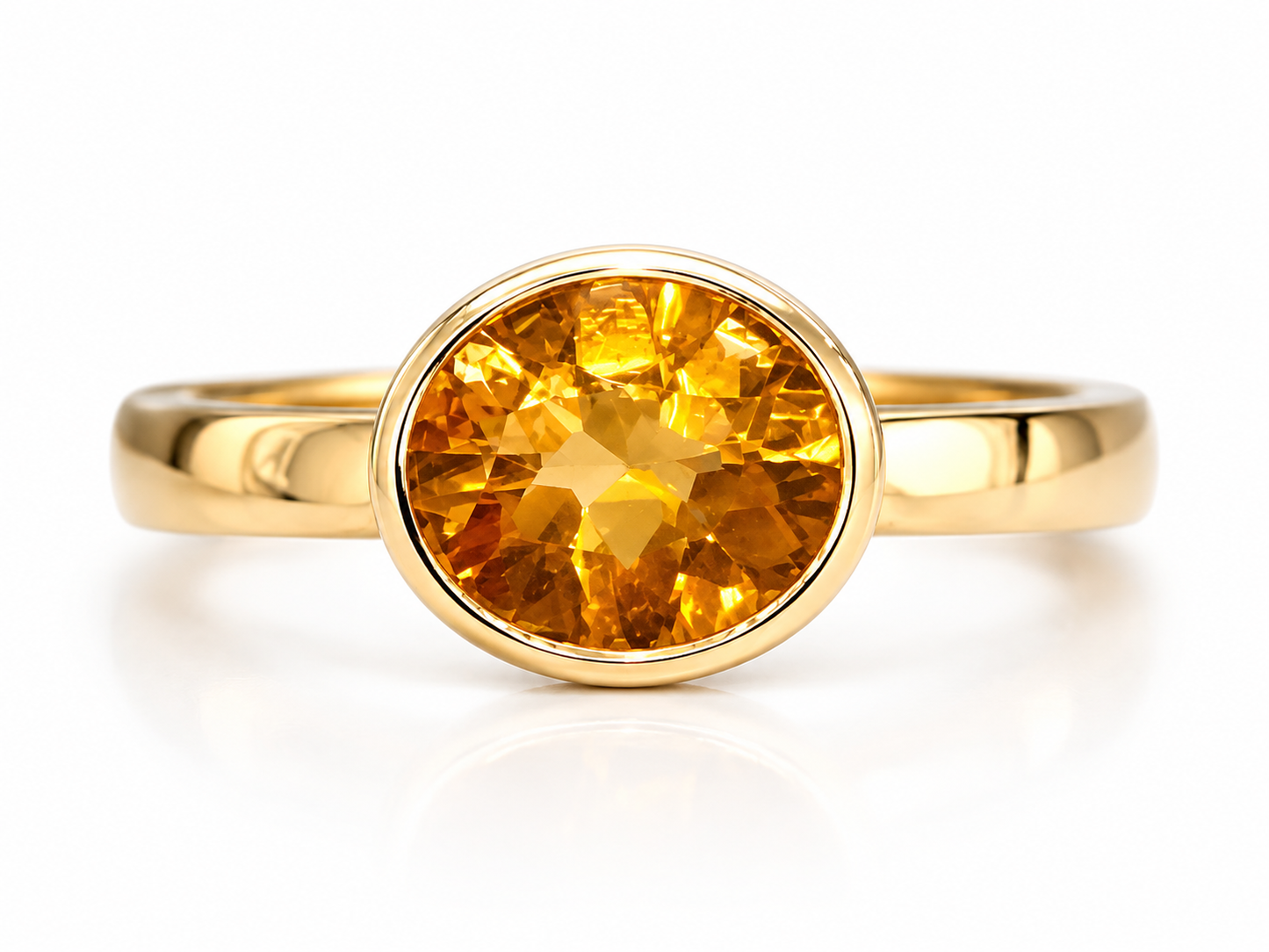 14K Yellow Gold Bezel-Set Citrine Ring