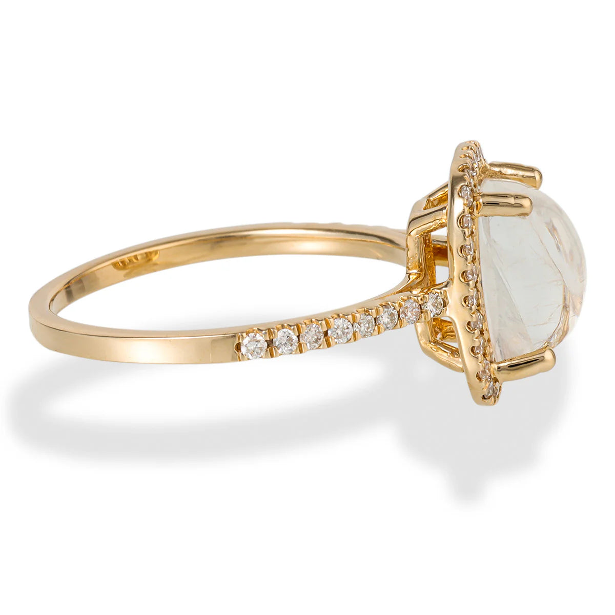 DIAMOND/RAINBOW MOON STONE CABS RING