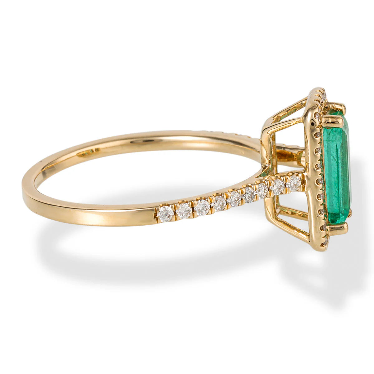 14KT YELLOW GOLD DIAMOND/EMERALD OCTAGONE SHAPE RING