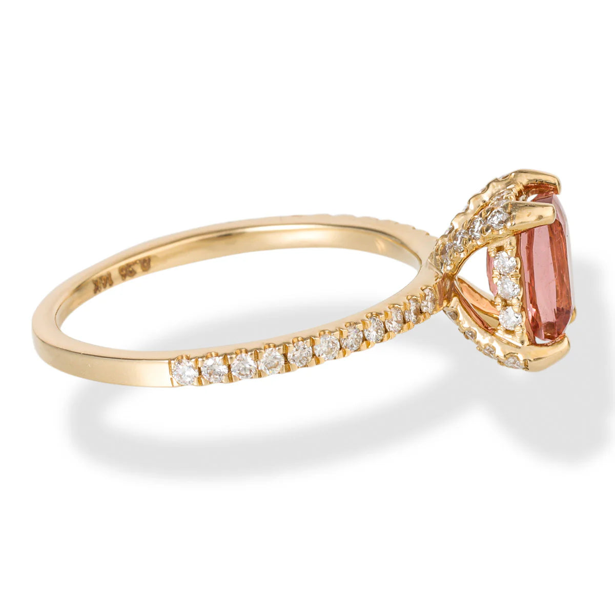 14KT YELLOW GOLD DIAMOND/TOURMALINE OCTAGONE SHAPE RING