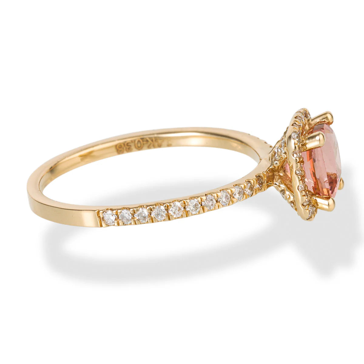 14KT YELLOW GOLD DIAMOND/TOURMALINE OVAL SHAPE RING