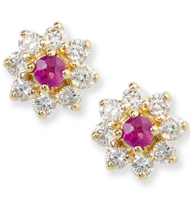 14KT. DIAMOND/RUBY EARRINGS
