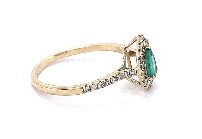 14KT DIAMOND/EMERALD PEAR SHAPE RING