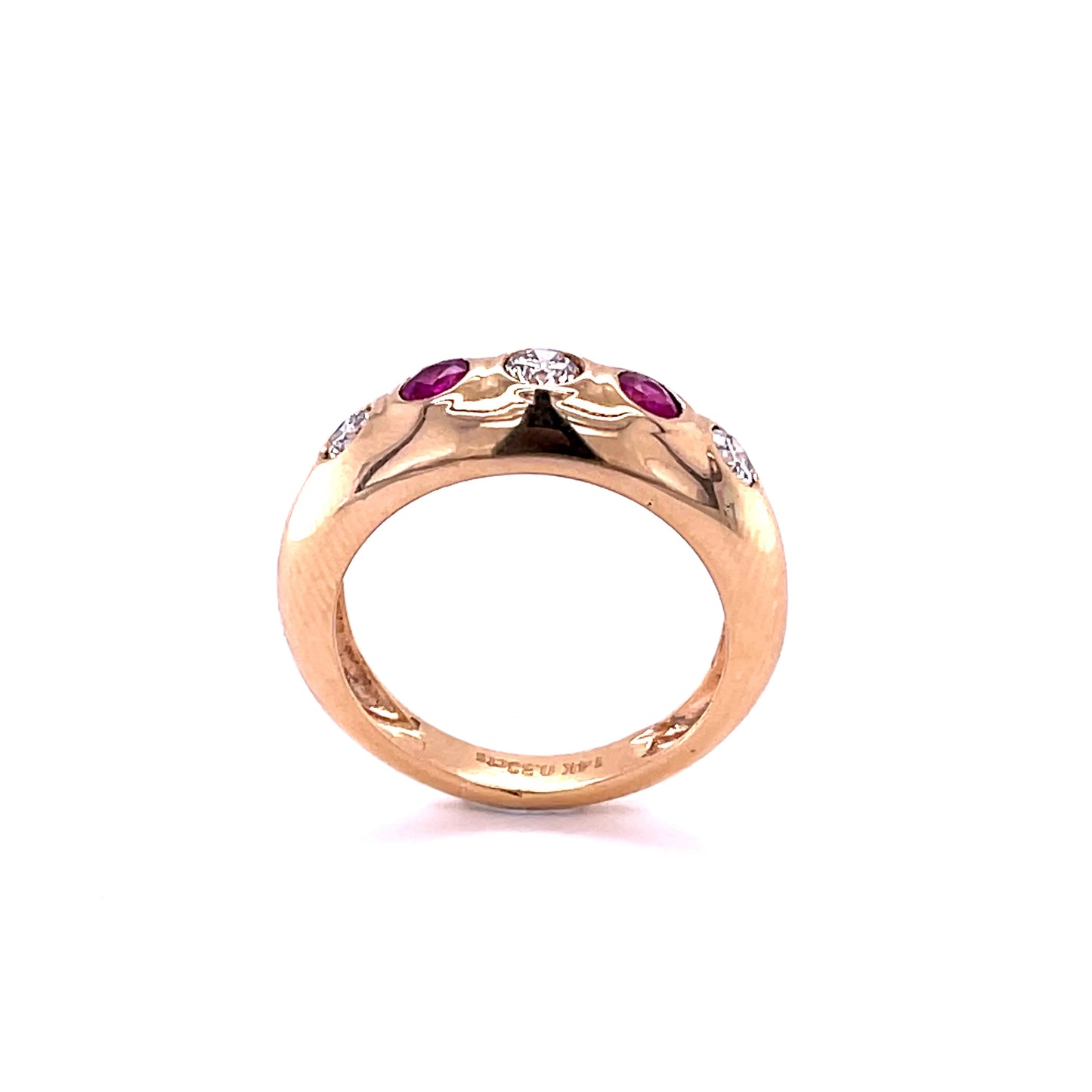 14KT GOLD RUBY RING WITH DIAMONDS