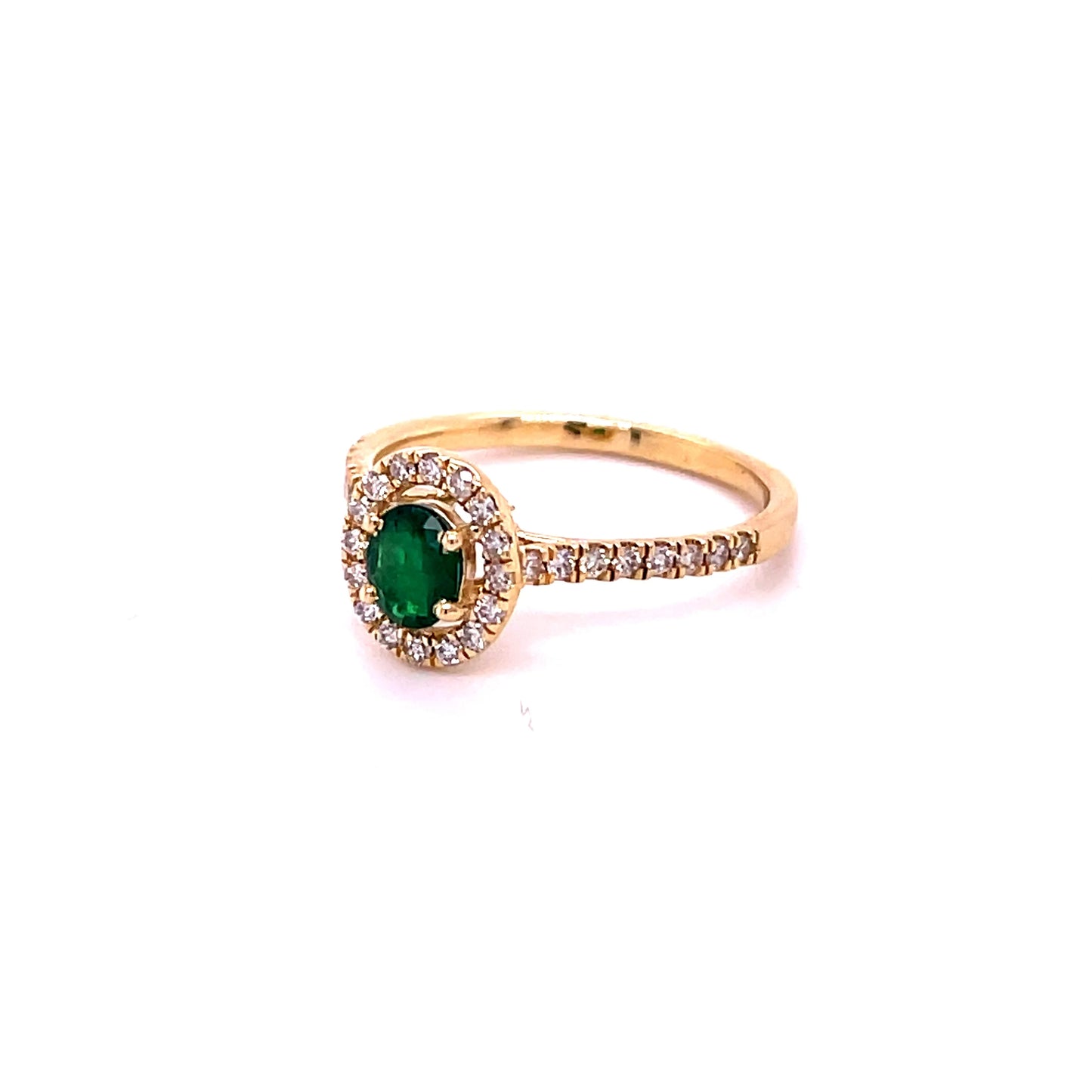 14KT GOLD EMERALD RING WITH DIAMONDS
