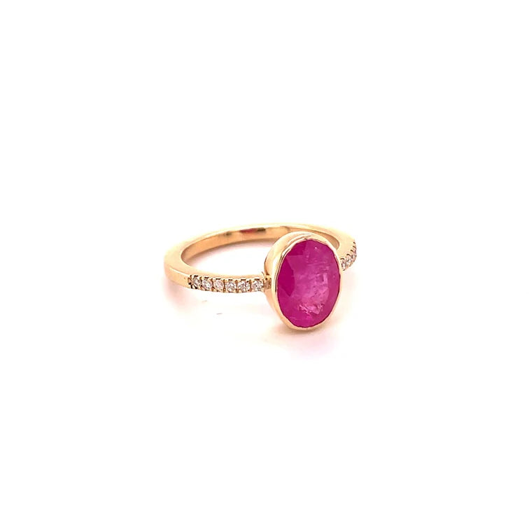 14KT GOLD RUBY RING WITH DIAMONDS