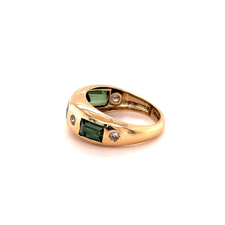 14KT GOLD TOURMALINE RING WITH DIAMONDS