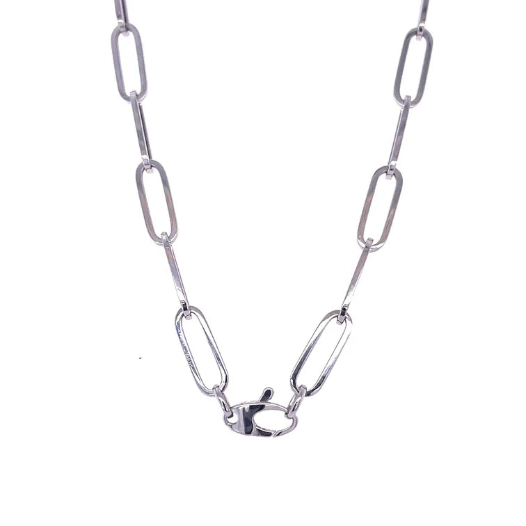 14KT WHITE GOLD PAPERCLIP NECKLACE