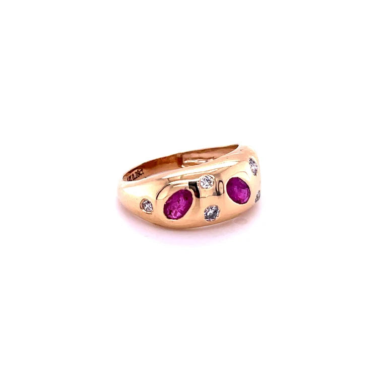 14KT YELLOW GOLD RUBY RING WITH DIAMONDS