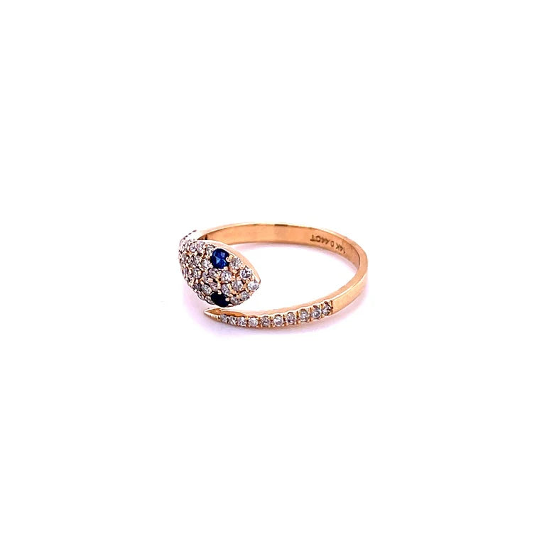 14KT YELLOW GOLD BLUE SAPPHIRE RING WITH DIAMONDS