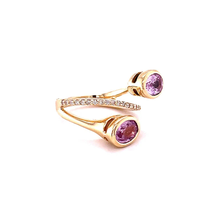 14KT YELLOW GOLD PINK SAPPHIRE RING WITH DIAMONDS