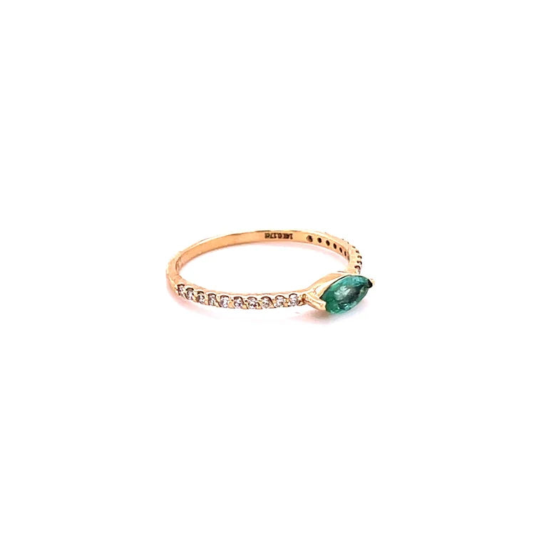14KT YELLOW GOLD EMERALD RING WITH DIAMONDS