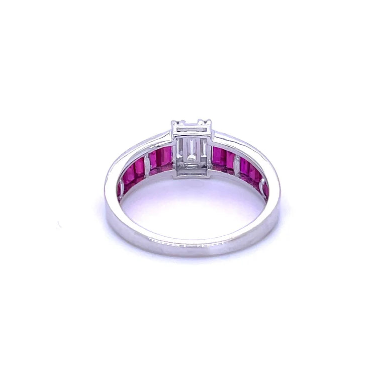 18KT WHITE GOLD RUBY WITH DIAMOND RING