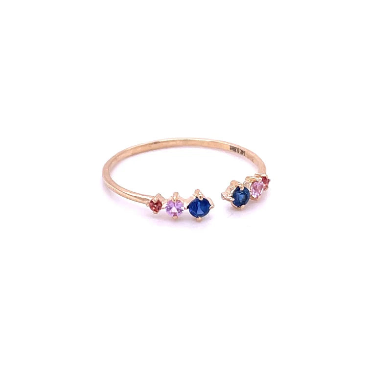 14KT YELLOW GOLD MULTI SAPPHIRE RING