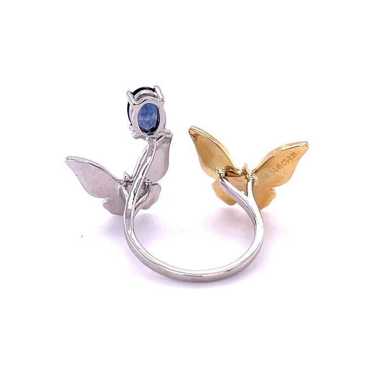 14KT BUTTERFLY DIAMOND/ STONE RING