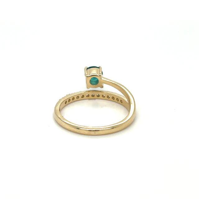 14KT YELLOW GOLD EMERALD DIAMOND RING