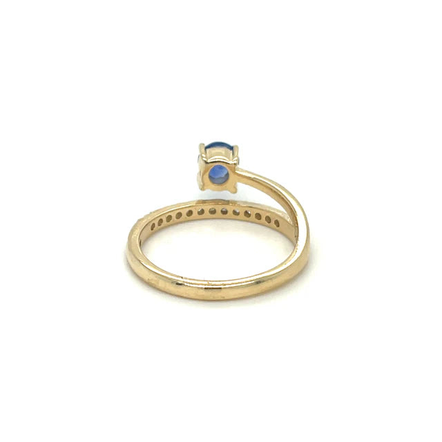 14KT YELLOW GOLD SAPPHIRE DIAMOND RING