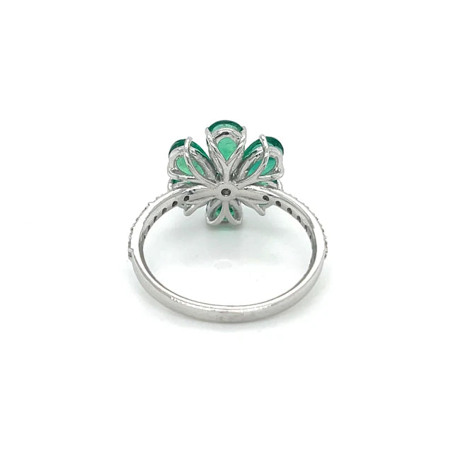 FLOWER EMERALD DIAMOND RING