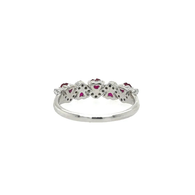 WHITE GOLD RING WITH RUBY AND DIAMONDS