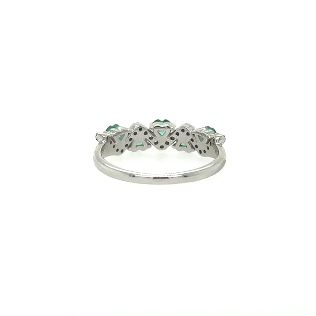 WHITE GOLD RING WITH EMERALD AND DIAMONDS