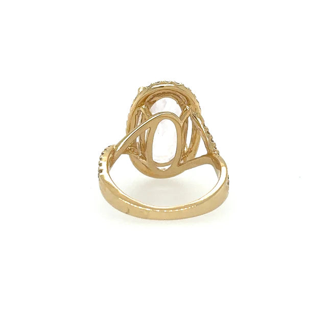 YELLOW GOLD KUNZITE RING WITH DIAMONDS