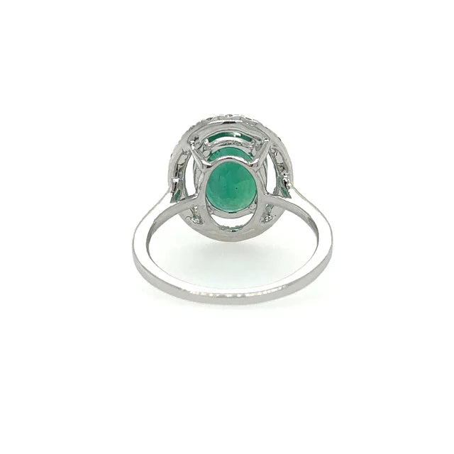 WHITE GOLD EMERALD RING WITH DIAMONDS