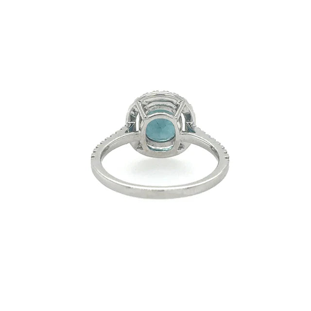 WHITE GOLD TOURMALINE RING WITH DIAMONDS