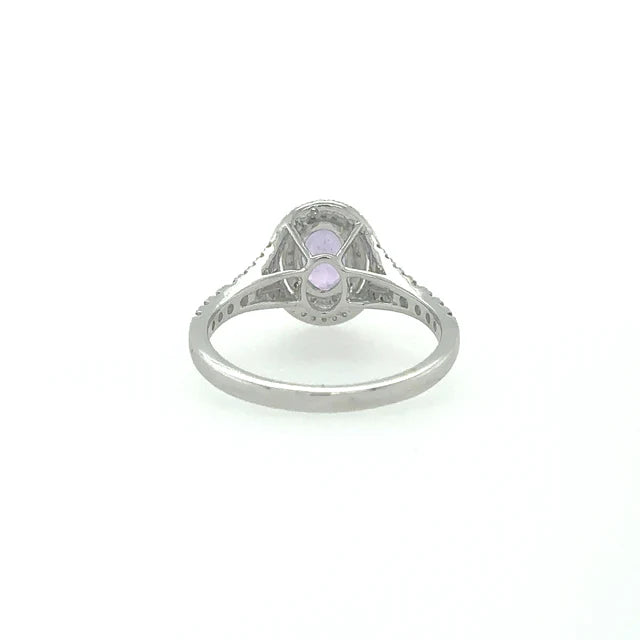 14KT WHITE GOLD PURPLE SAPPHIRE RING WITH DIAMONDS