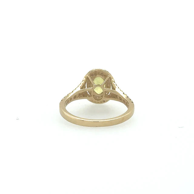 14KT YELLOW GOLD YELLOW/ GREEN SAPPHIRE RING WITH DIAMONDS
