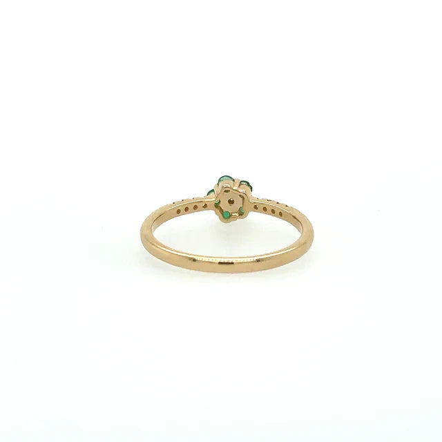 14KT YELLOW GOLD EMERALD RING WITH DIAMONDS