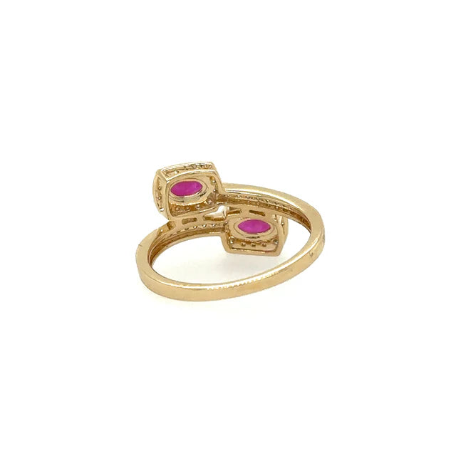 14KT YELLOW GOLD RUBY RING WITH DIAMONDS