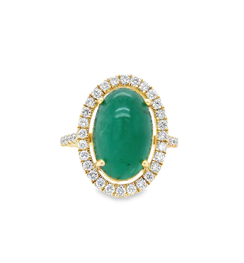 14KT YELLOW GOLD EMERALD AND DIAMONDS RING
