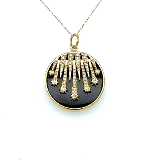 14KT YELLOW GOLD BLACK ONYX STAR PENDANT WITH DIAMONDS