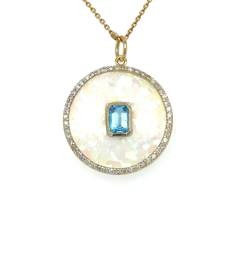 14KT YELLOW GOLD OPAL PENDANT WITH DIAMONDS