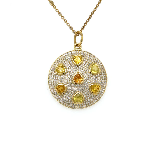 14KT YELLOW GOLD SAPPHIRE PENDANT WITH DIAMONDS