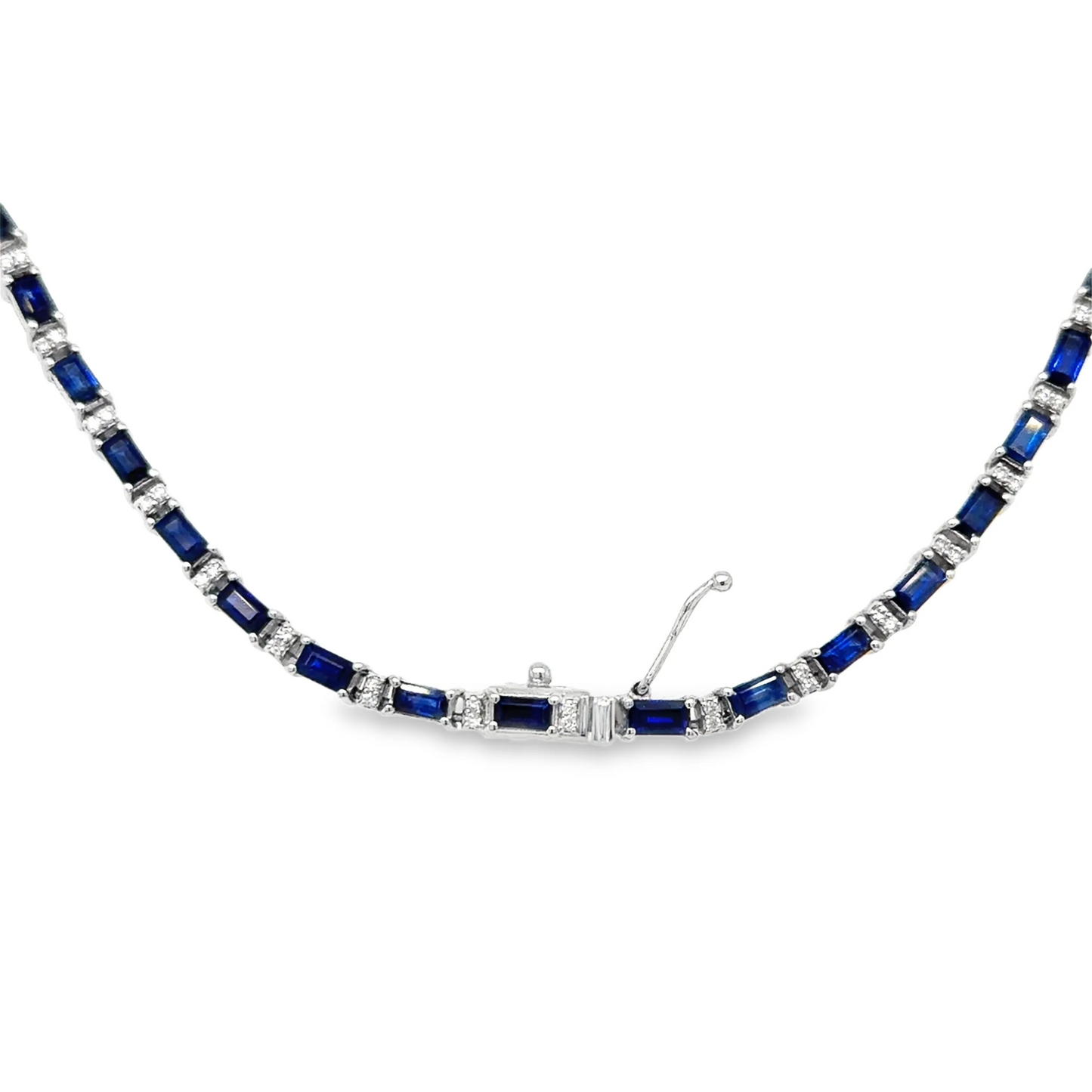 18KT GOLD DIAMOND AND BLUE SAPPHIRE NECKLACE
