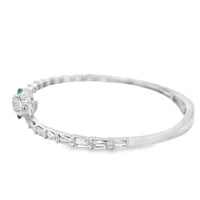18KT WHITE GOLD EMERALD AND DIAMONDS SNAKE BANGLE