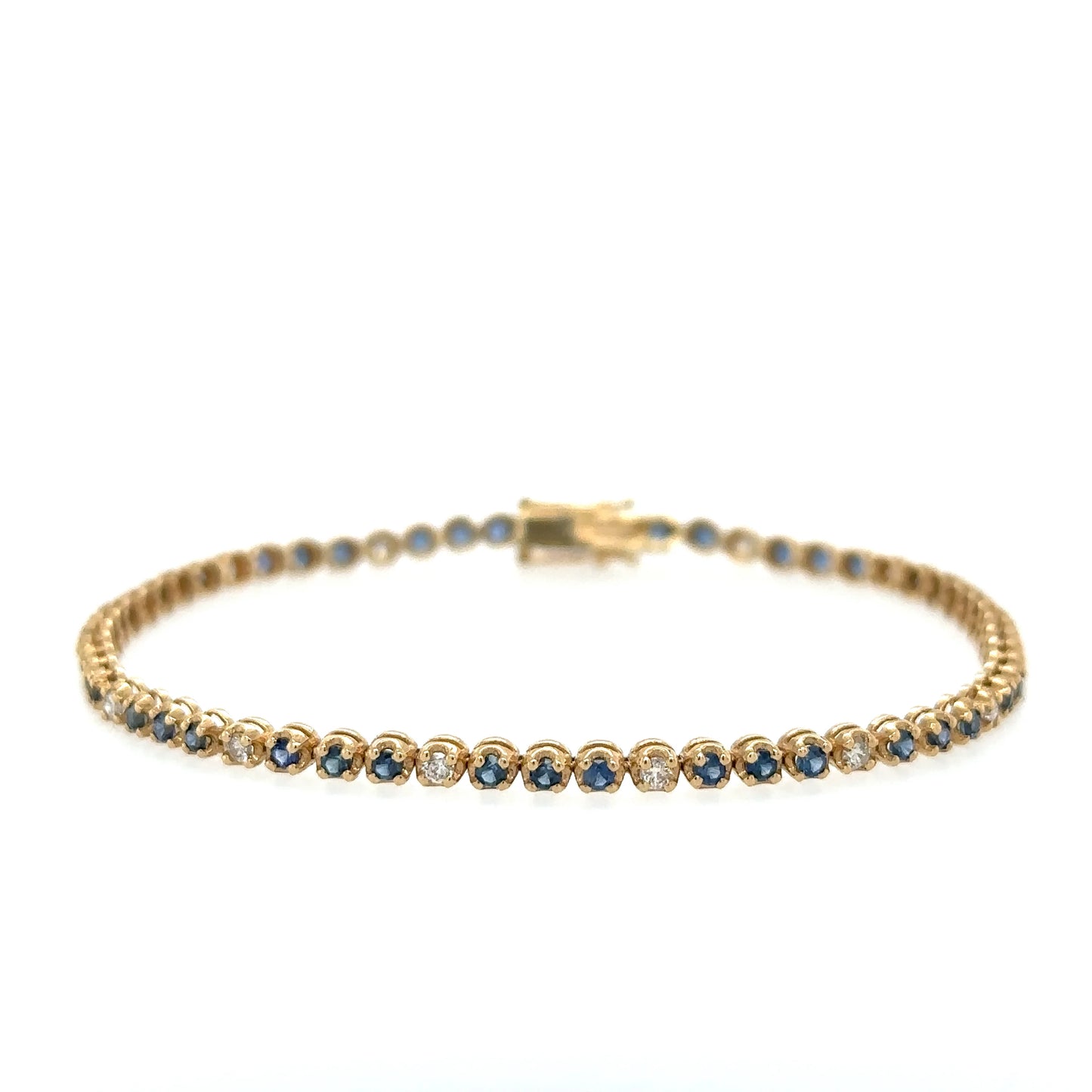 14KT YELLOW GOLD SAPPHIRE AND DIAMONDS BRACELET
