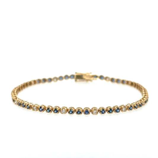 14KT YELLOW GOLD SAPPHIRE AND DIAMONDS BRACELET
