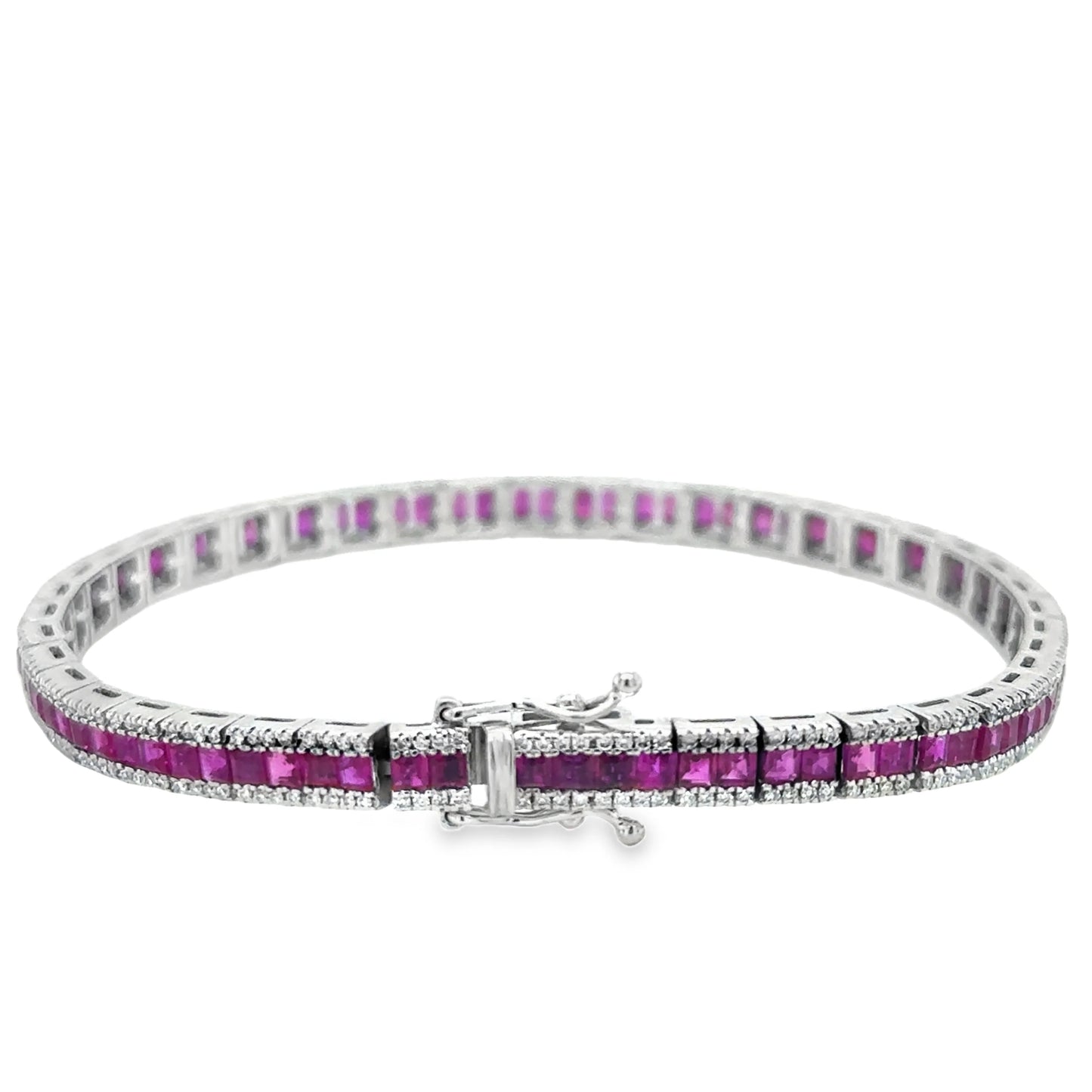 18KT WHITE GOLD RUBY AND DIAMONDS BRACELET