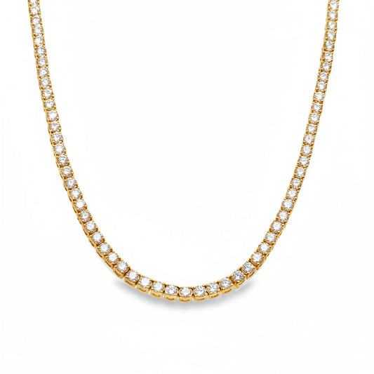 14KT GOLD DIAMOND 4 PRONG TENNIS NECKLACE (10.00 CTS)