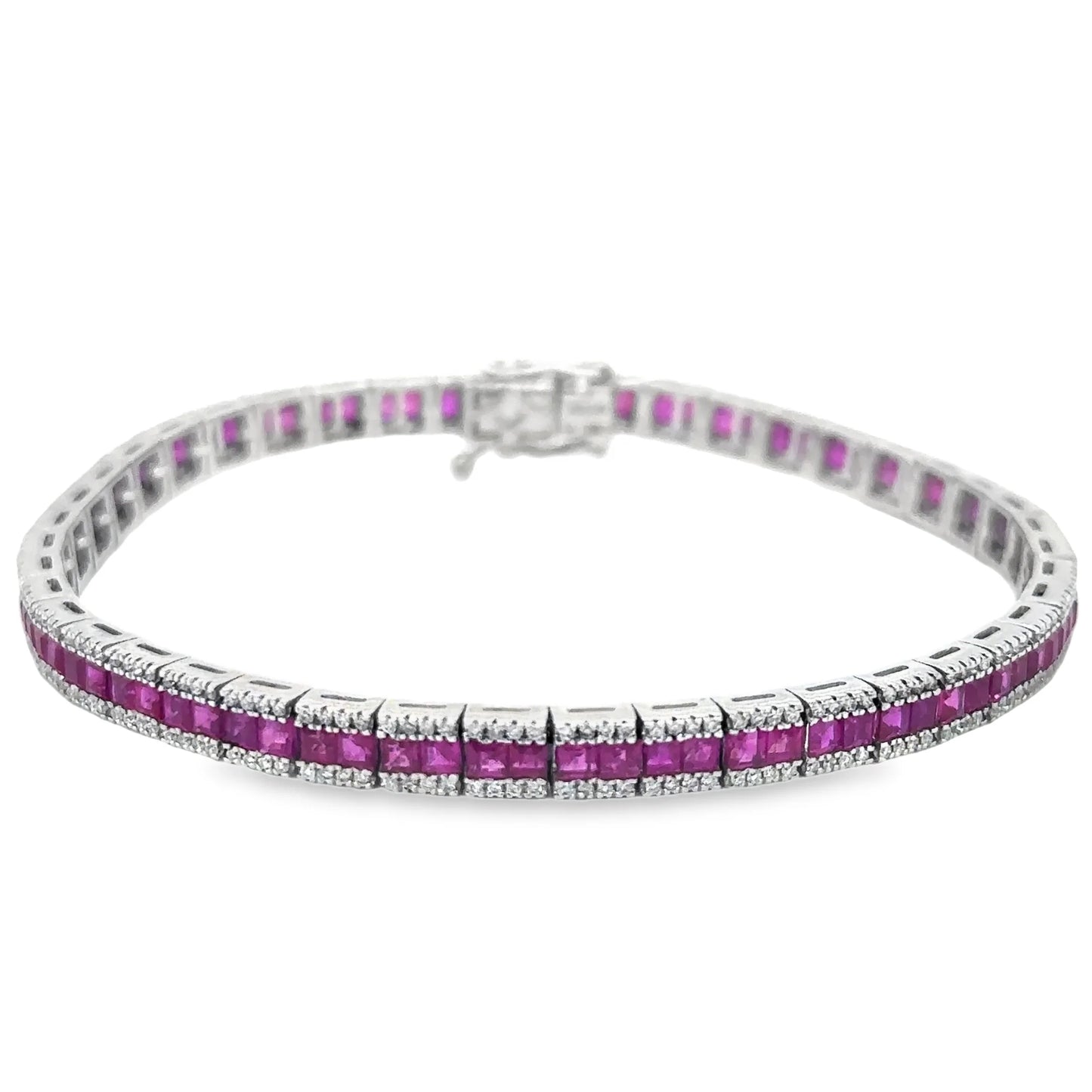 18KT WHITE GOLD RUBY AND DIAMONDS BRACELET