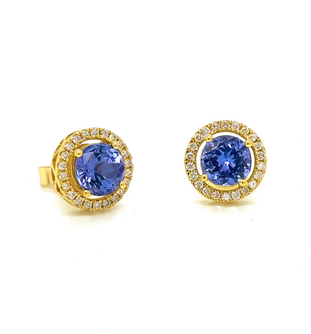 14KT WHITE GOLD TANZANITE AND DIAMOND EARRING