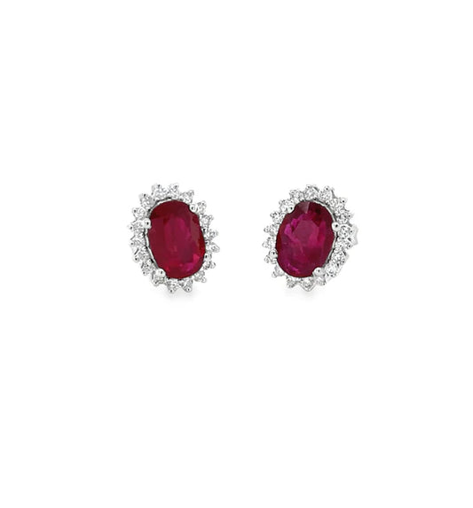 18KT WHITE GOLD RUBY AND DIAMONDS EARRING