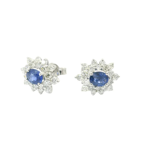 18KT WHITE GOLD SAPPHIRE AND DIAMONDS EARRING