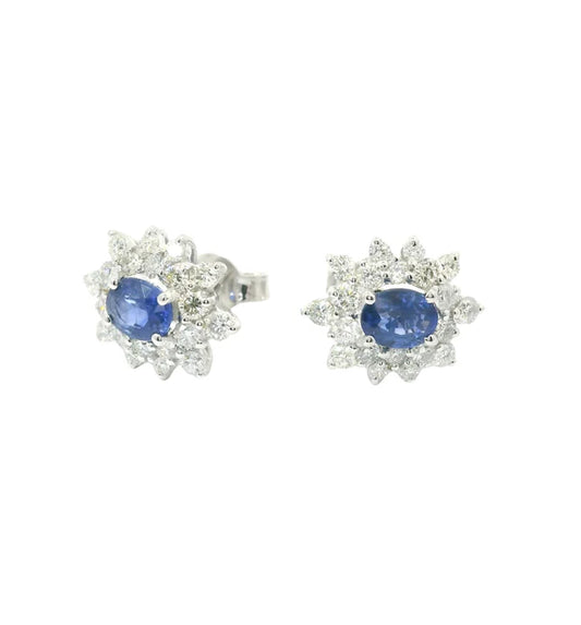 18KT WHITE GOLD SAPPHIRE AND DIAMONDS EARRING